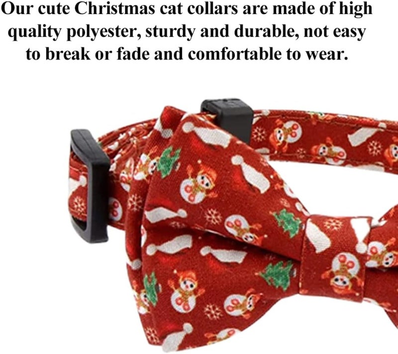 woobles Cat Christmas Bow Tie, Christmas Cat Collar Adjustable Kitten Bow Tie with Bells Cute Collar for Puppy Small Pet 2pcs, Christmas Cat Collar - Image 5